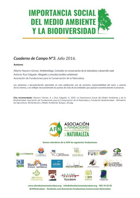 IMPORTANCIA SOCIAL DEL MEDIO AMBIENTE Y LA BIODIVERSIDAD