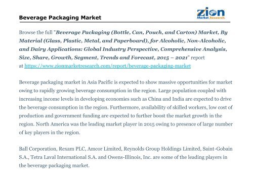 Beverage Packaging Market