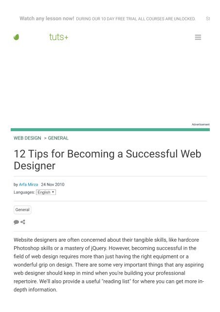 12 Tips for Becoming a Successful Web Designer