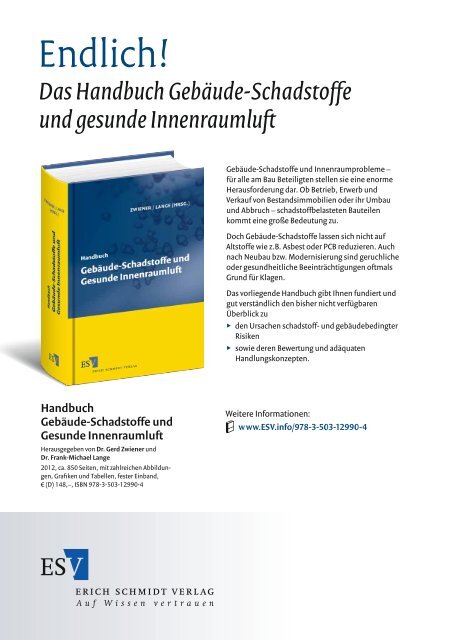 Das Handbuch Gebäude-Schadstoffe und gesunde Innenraumluft