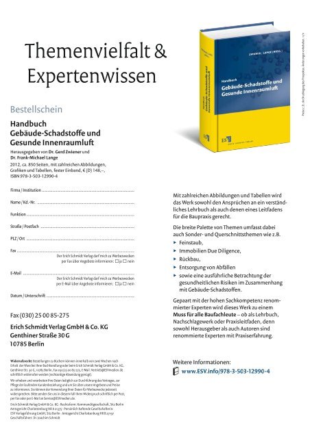 Das Handbuch Gebäude-Schadstoffe und gesunde Innenraumluft