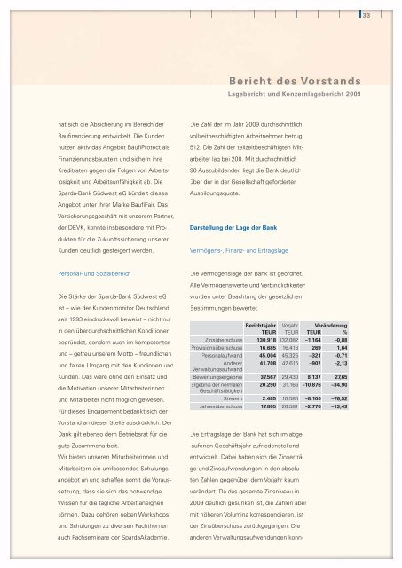 Bericht des Vorstands - Sparda-Bank Südwest eG