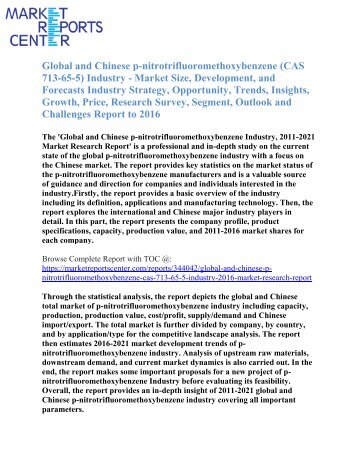 Global and Chinese p-nitrotrifluoromethoxybenzene (CAS 713-65-5) Industry ,2016