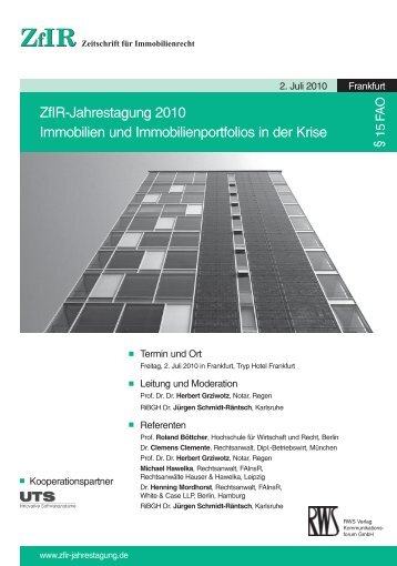 ZfIR-Jahrestagung 2010 Immobilien und Immobilienportfolios in der ...