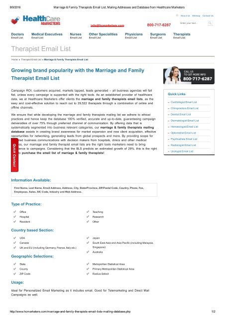 marriage and family therapists mailing lists