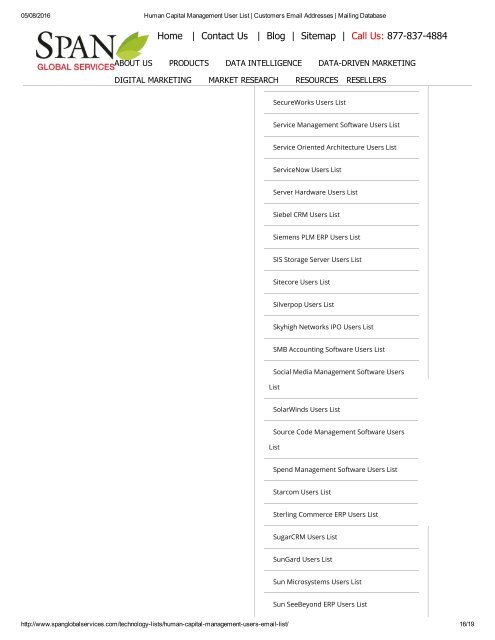 Purchase List of Human Capital Management Software using Companies in USA from Span Global Services