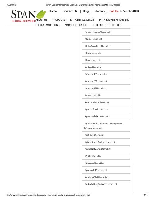 Purchase List of Human Capital Management Software using Companies in USA from Span Global Services