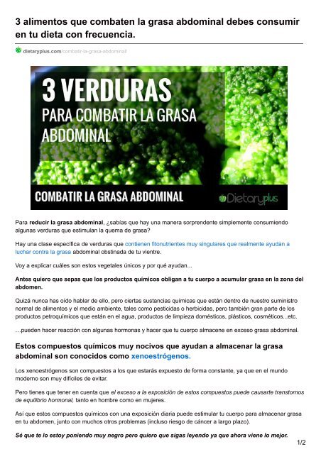 3 ALIMENTOS PARA ELIMINAR LA GRASA ABDOMINAL