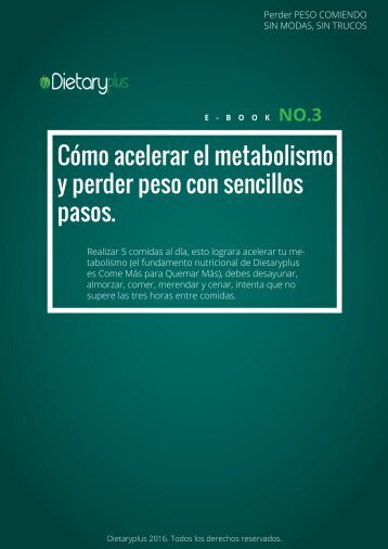 Dietaryplus. COMO ACELERAR EL METABOLISMO