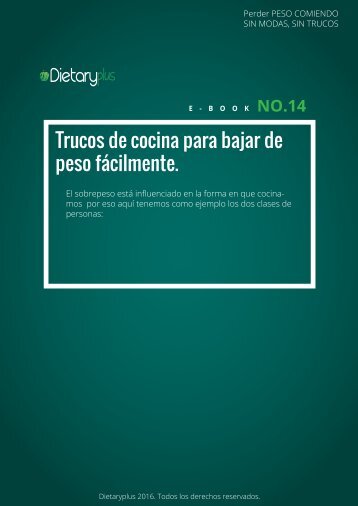 Dietaryplus. TRUCOS DE COCINA PARA BAJAR DE PESO FACILMENTE