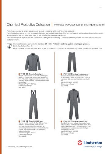 Chemical Protective Collection - Protective workwear against small liquid splashes