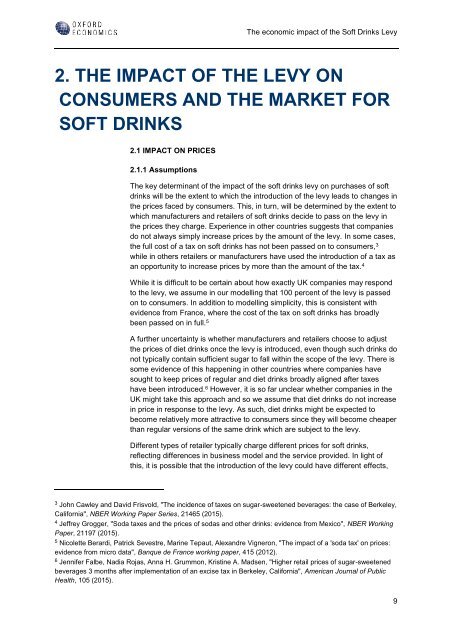 THE ECONOMIC IMPACT OF THE SOFT DRINKS LEVY