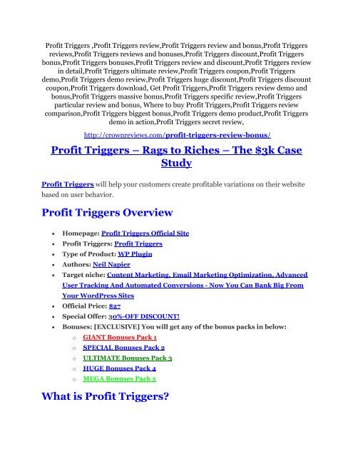 Profit Triggers review - Profit Triggers top notch features