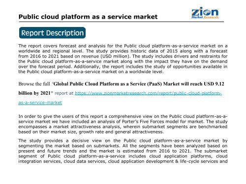 Public cloud platform as a service market