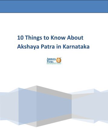 10 Things to Know About Akshaya Patra in Karnataka