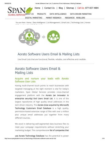 Buy Aorato Software Vendors List from Span Global Services