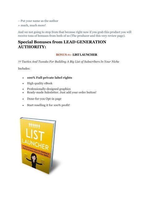 Lead Generation Authority review and (MEGA) bonuses 
