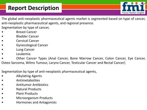 Anti-Neoplastic Pharmaceutical Agents Market Segments and Key Trends 2016-2026