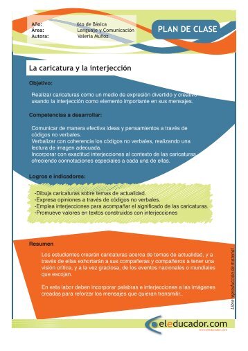 La caricatura y la interjección PLAN DE CLASE - El Educador