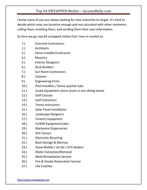 untapped niches