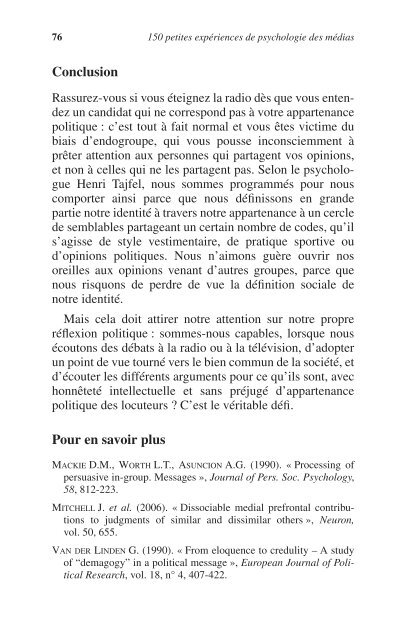 150 petites expÃ©riences de psychologie des mÃ©dias