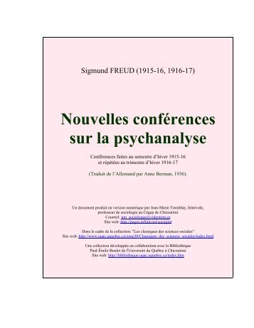 Sigmund Freud..Nouvelles confÃ©rences sur la psychalyse