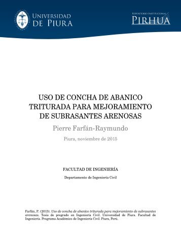 USO DE CONCHA DE ABANICO TRITURADA PARA MEJORAMIENTO DE SUBRASANTES ARENOSAS