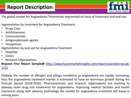 Angioedema Treatment Market Growth, Trends and Value Chain 2016-2026 by FMI