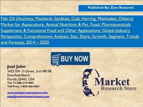 Global Fish Oil Market will reach USD 2.93 Billion by 2020