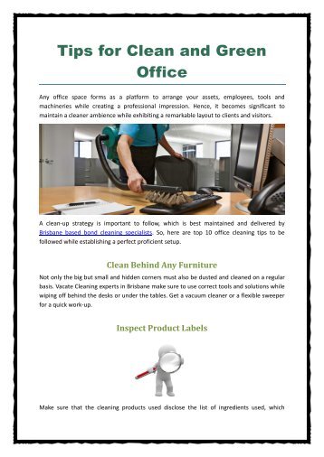 Tips for Clean and Green Office