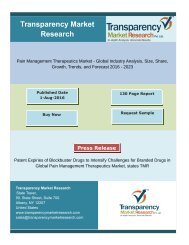 Patent Expiries of Blockbuster Drugs to Intensify Challenges for Branded Drugs in Global Pain Management Therapeutics Market, states TMR