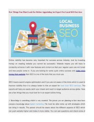 Few Things You Must Look For Before Appointing An Expert For Local SEO Services
