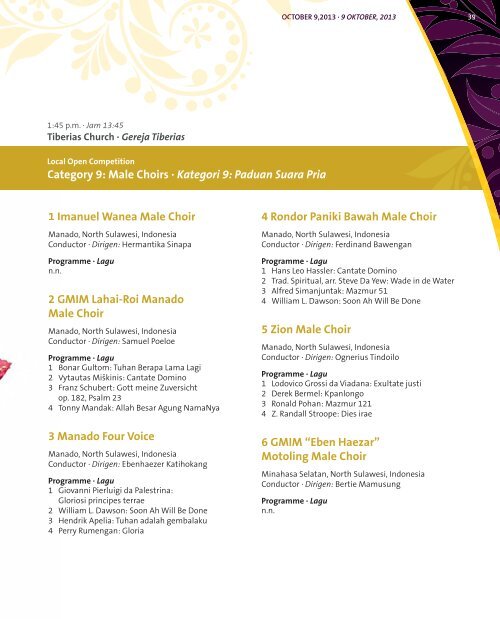 Asia Pacific Choir Games Manado 2013 - Program Book