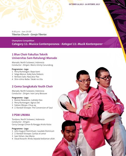 Asia Pacific Choir Games Manado 2013 - Program Book