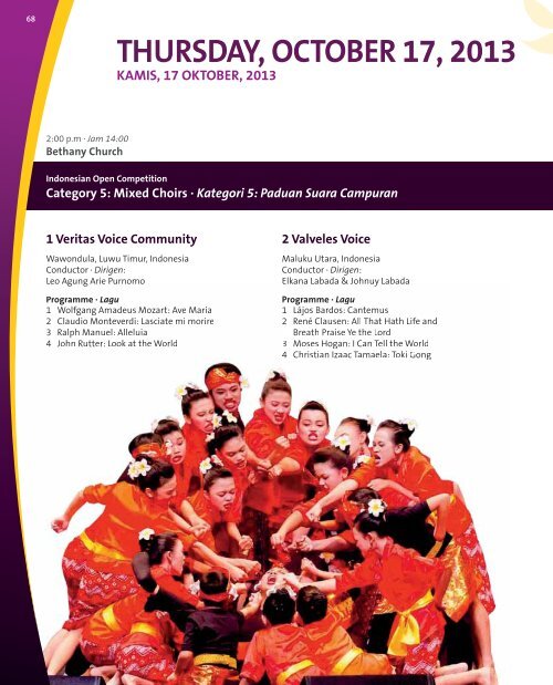 Asia Pacific Choir Games Manado 2013 - Program Book