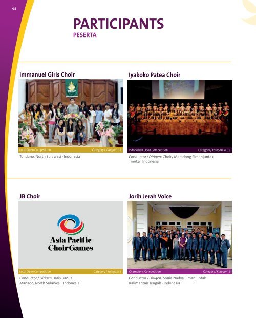 Asia Pacific Choir Games Manado 2013 - Program Book