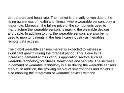 Wearable Sensor Market : Value Chain, Dynamics, Regional Outlook and Key Players 2014 - 2020