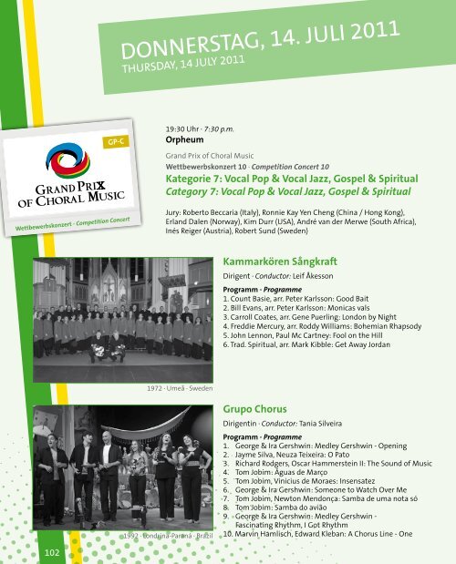 World Choir Championships and Grand Prix Graz 2011 - Program Book