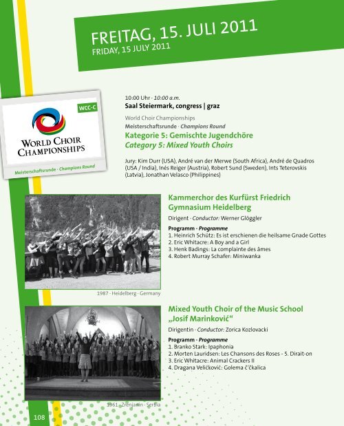 World Choir Championships and Grand Prix Graz 2011 - Program Book