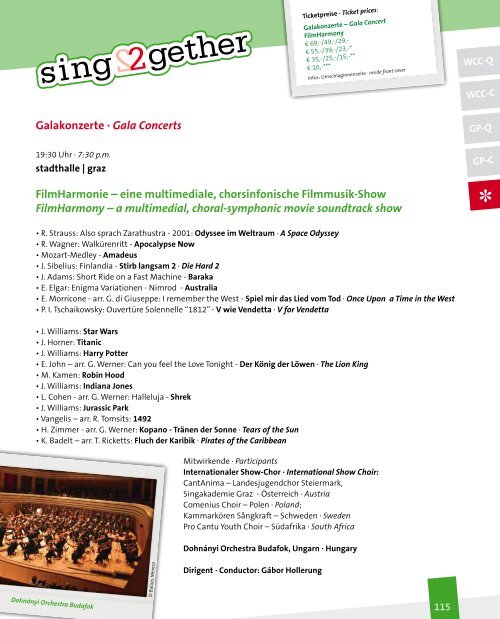 World Choir Championships and Grand Prix Graz 2011 - Program Book