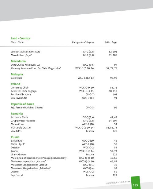 World Choir Championships and Grand Prix Graz 2011 - Program Book