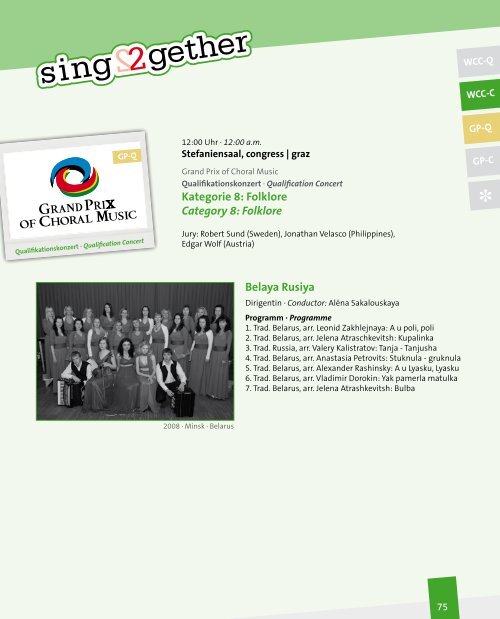 World Choir Championships and Grand Prix Graz 2011 - Program Book