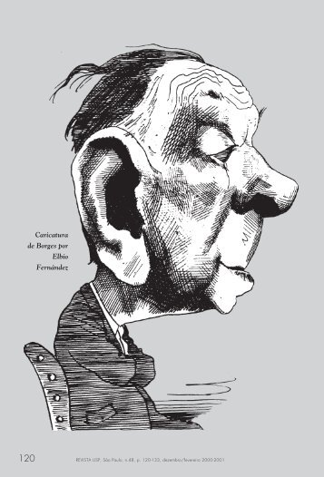 Caricatura de Borges por Elbio Fernández - USP