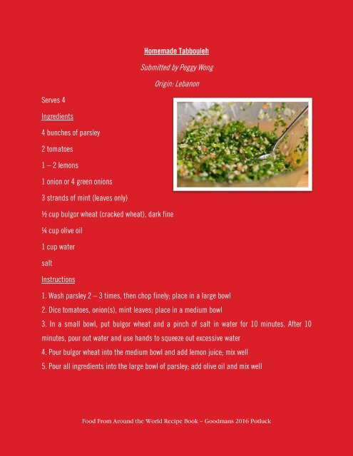 Around the World Potluck Recipe Book