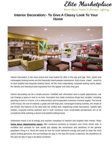 home decor department stores