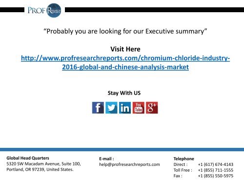 2016 CHROMIUM CHLORIDE INDUSTRY REPORT - GLOBAL AND CHINESE MARKET SCENARIO
