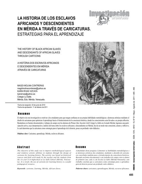 la historia de los esclavos africaNos y desceNdieNtes ... - Saber ULA