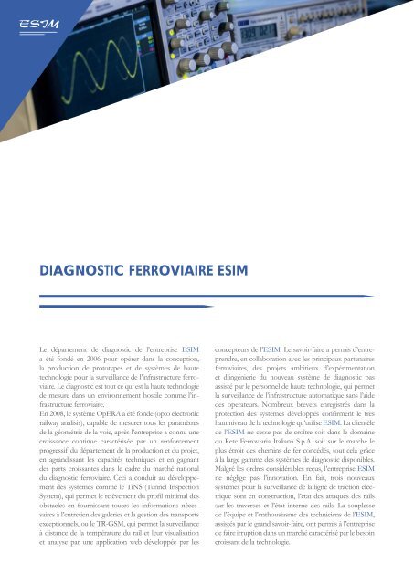 ESIM - Systèmes de diagnostic ferroviaire