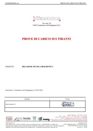 PROVE DI CARICO SUI TIRANTI - Intersonda Srl