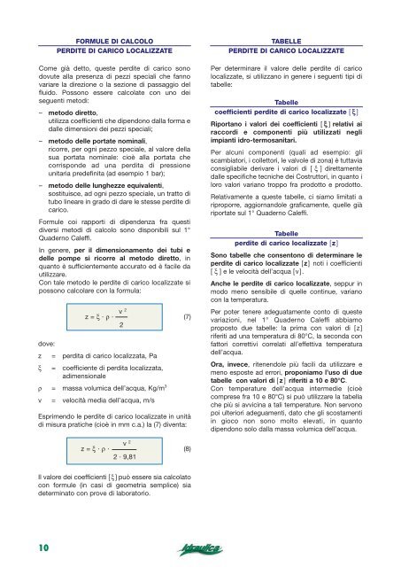 Le perdite di carico negli impianti Il dimensionamento dei ... - Caleffi